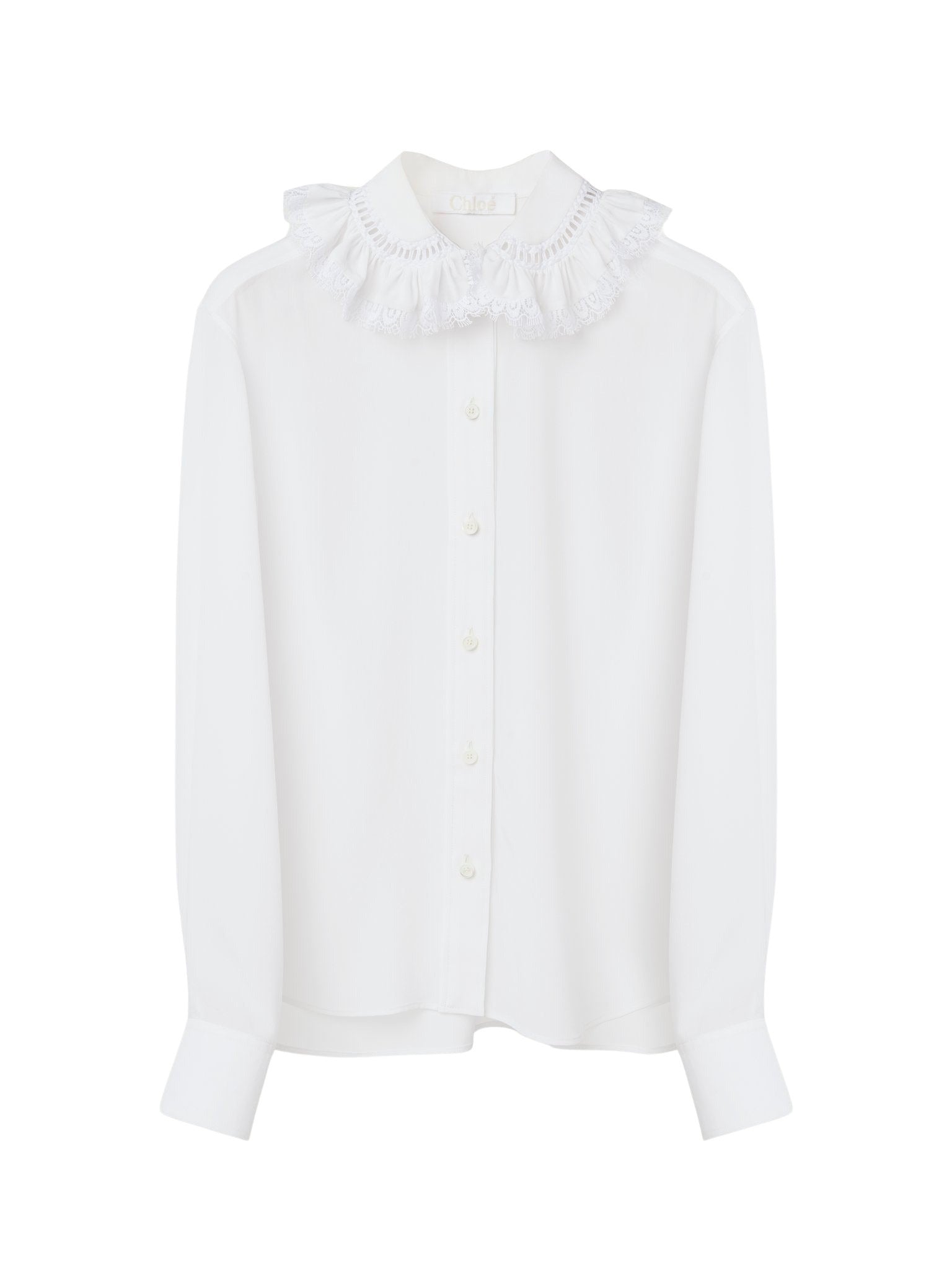Chemise à collerette en soie - White