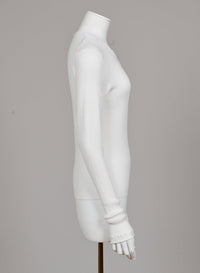 Pull en tricot de coton et guipure - Blanc Antique