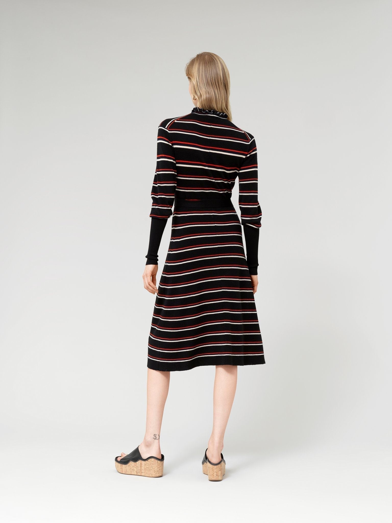 Robe en maille rayée - Multicolour Black
