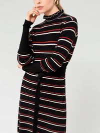 Robe en maille rayée - Multicolour Black