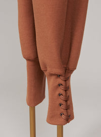 Pantalon en maille de soie et de laine à oeillets - Caramel