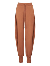 Pantalon en maille de soie et de laine à oeillets - Caramel