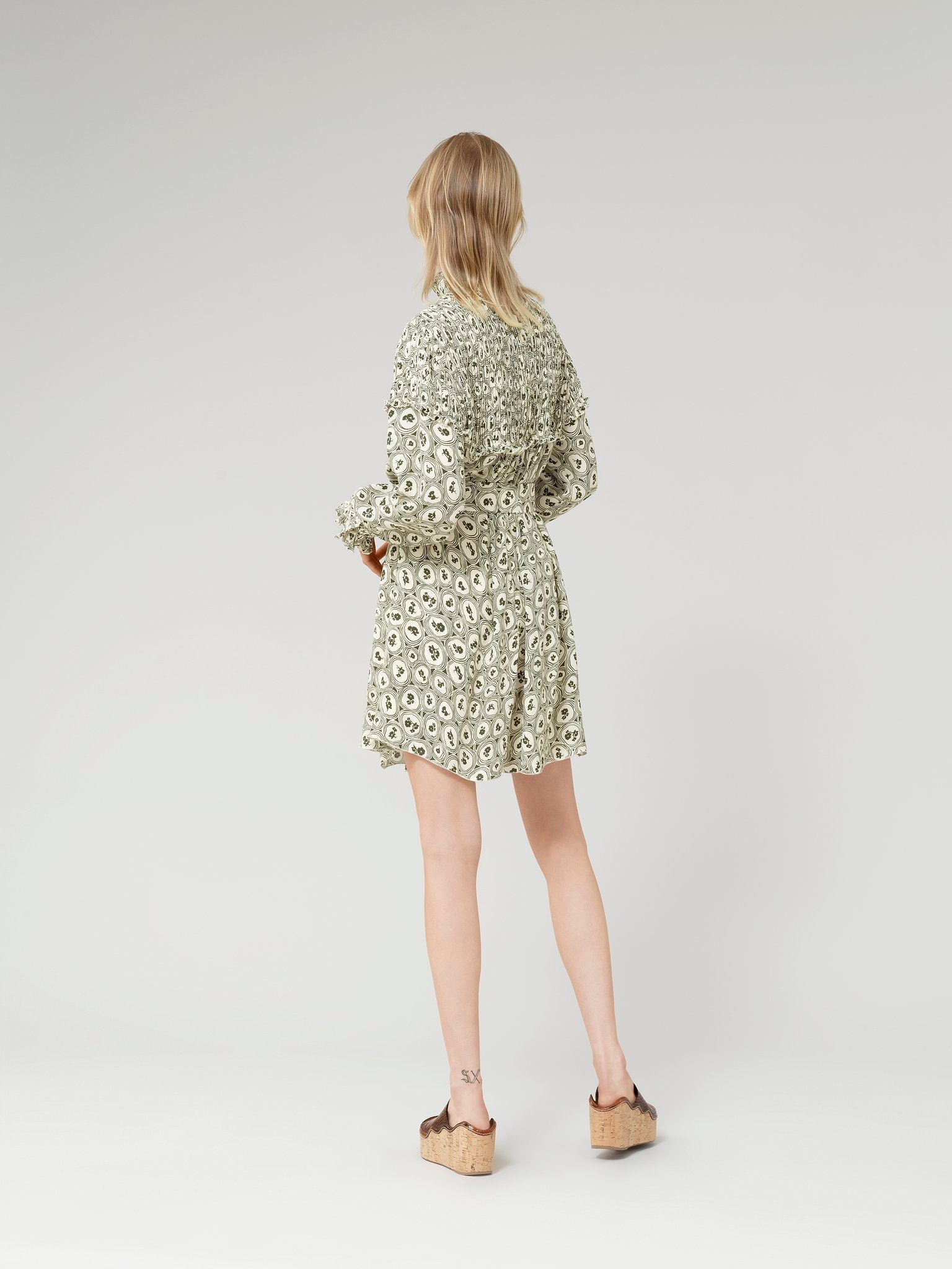 Robe courte motif à fleurs - Yellow & Green