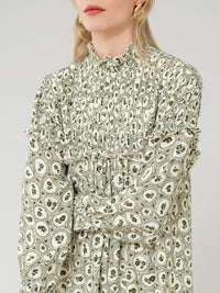 Robe courte motif à fleurs - Yellow & Green