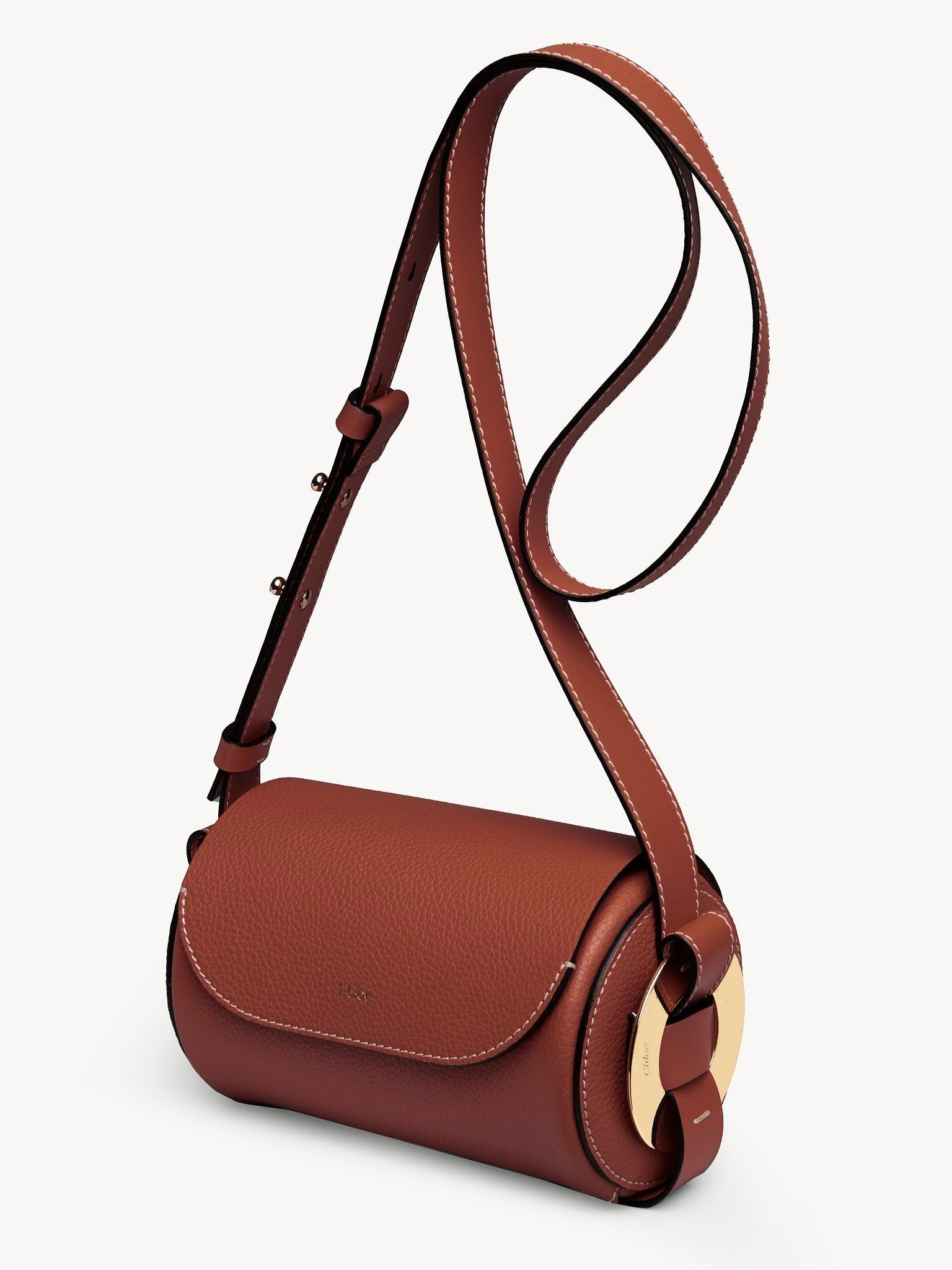 Mini sac porté épaule Darryl en cuir - Sepia Brown