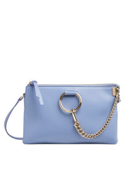 Sac à bandoulière zippé Faye en cuir souple - Gentle Blue