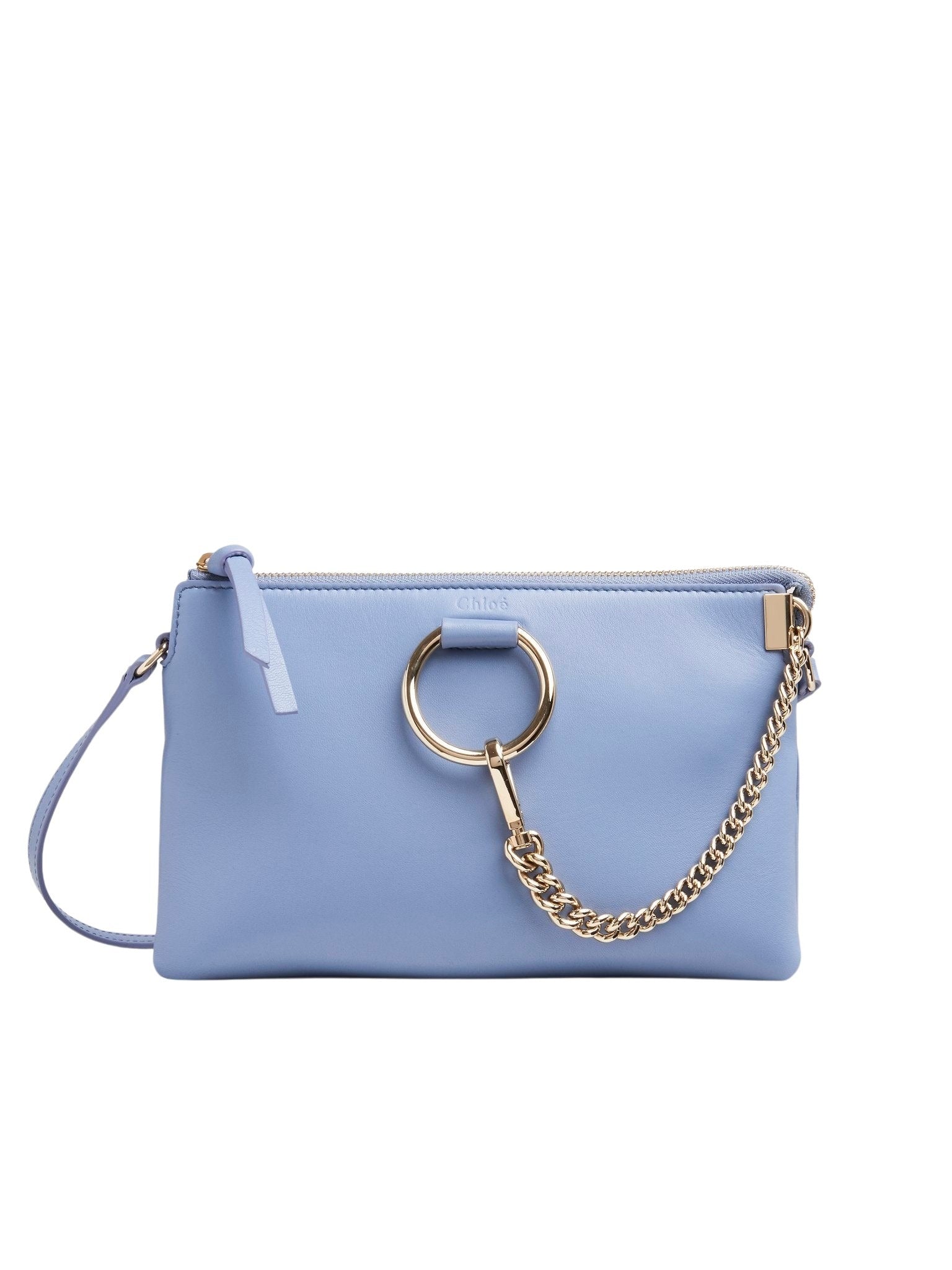Sac à bandoulière zippé Faye en cuir souple - Gentle Blue