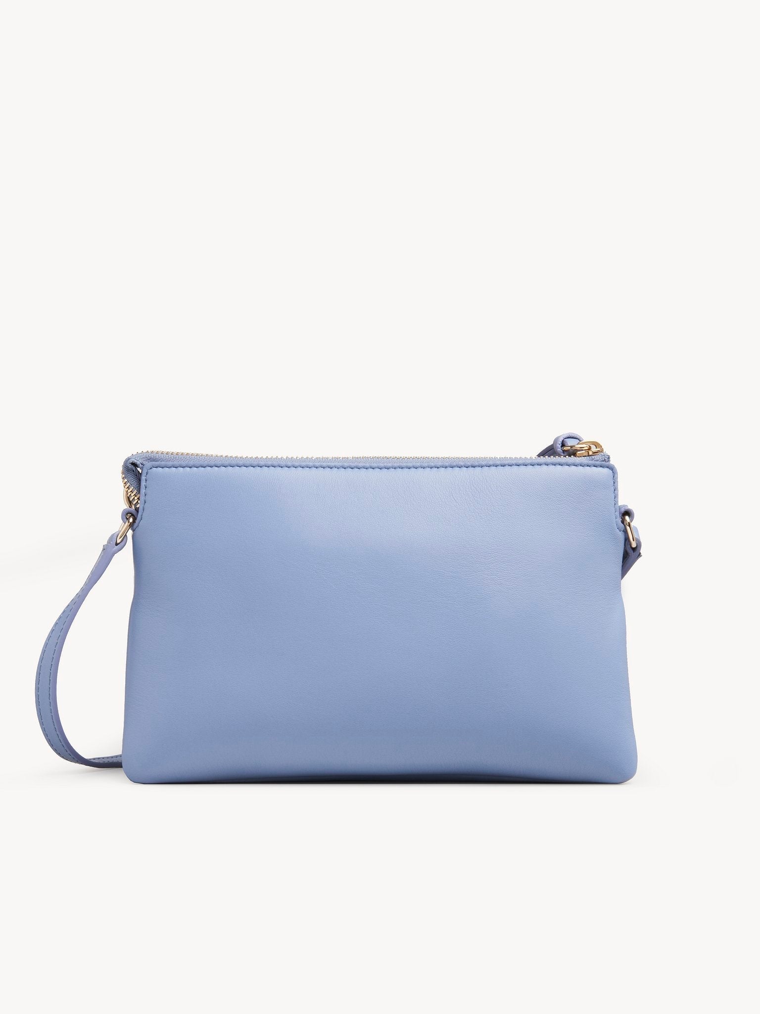 Sac à bandoulière zippé Faye en cuir souple - Gentle Blue