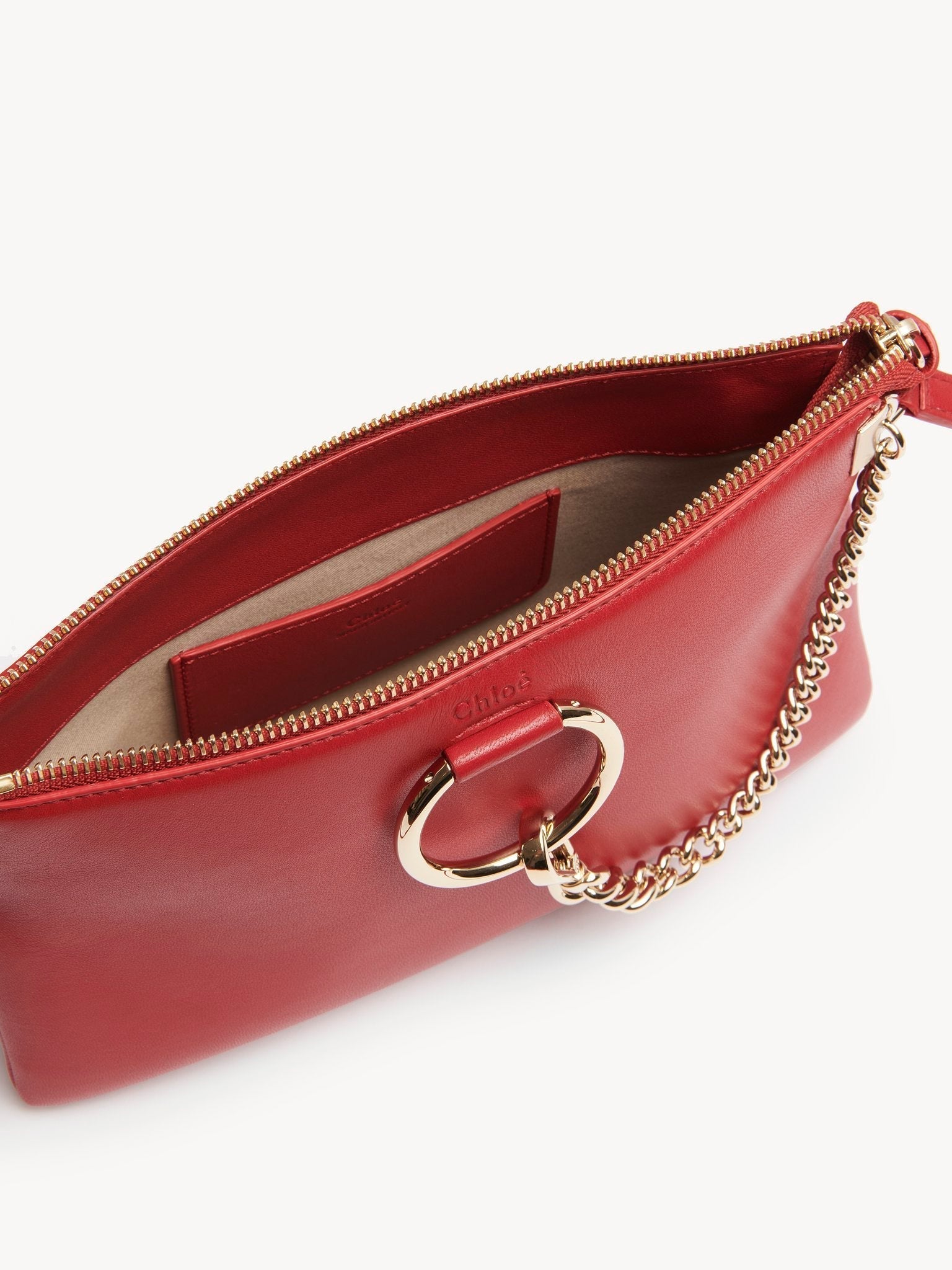 Sac à bandoulière zippé en cuir souple - Red Crush