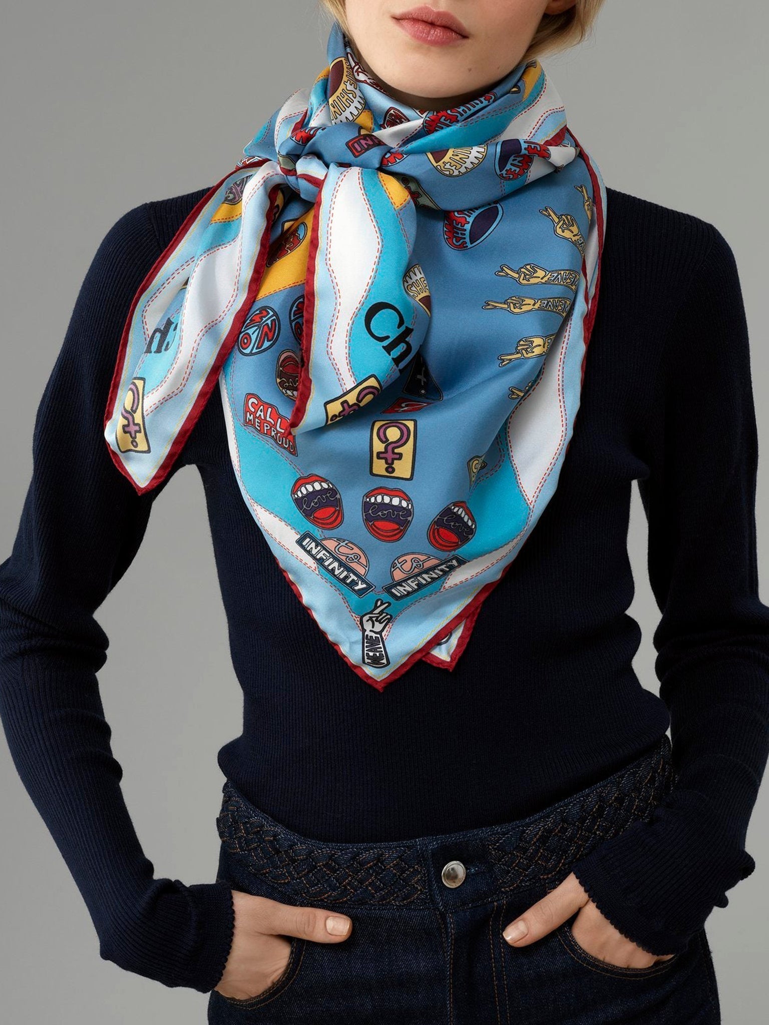 Foulard Franckie en soie - Multicolor Blue
