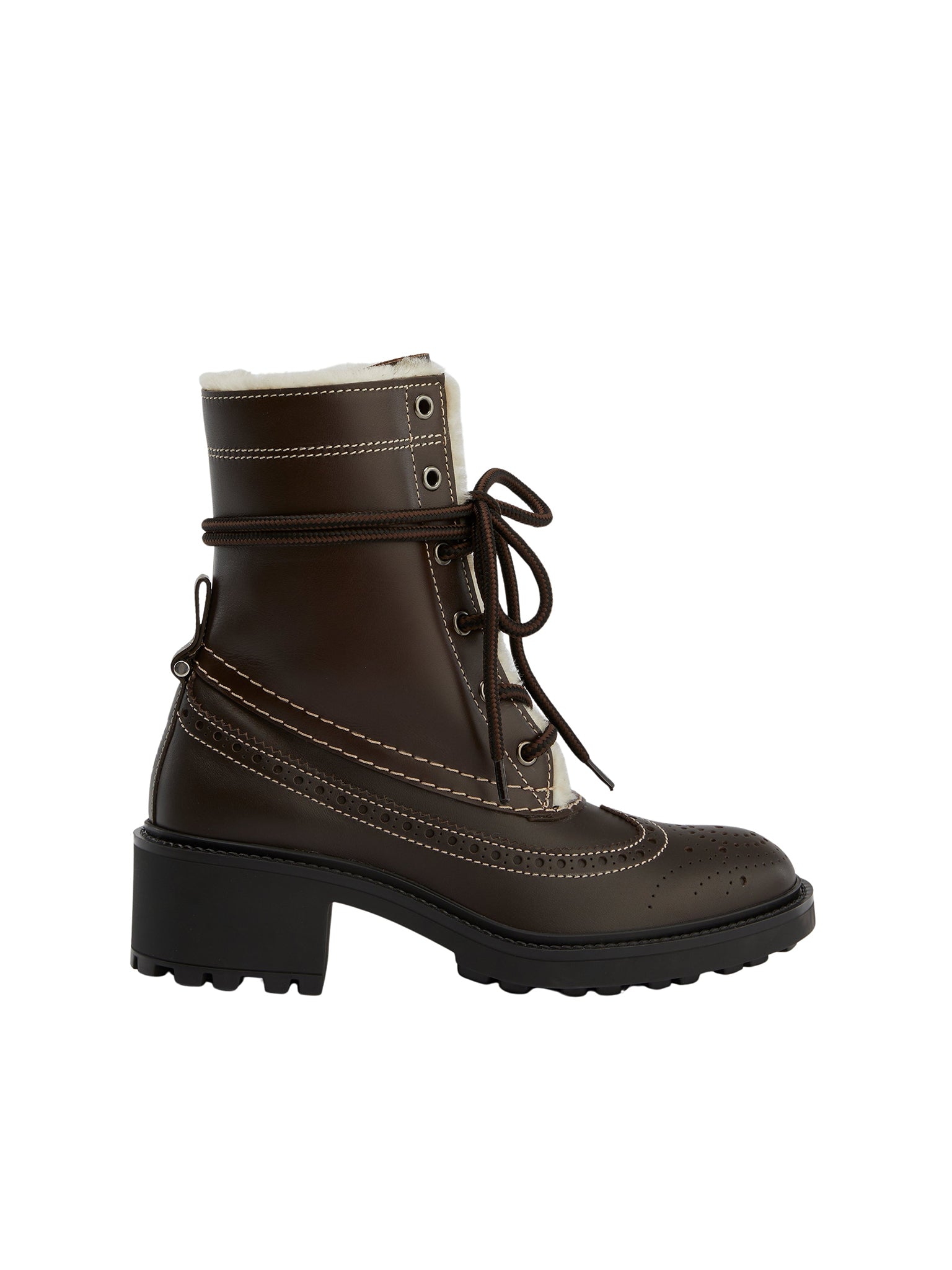 Bottines Franne en cuir et peau de mouton - Écorce Brune