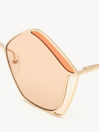 Lunettes de soleil pentagone Gemma - Gold & Nude
