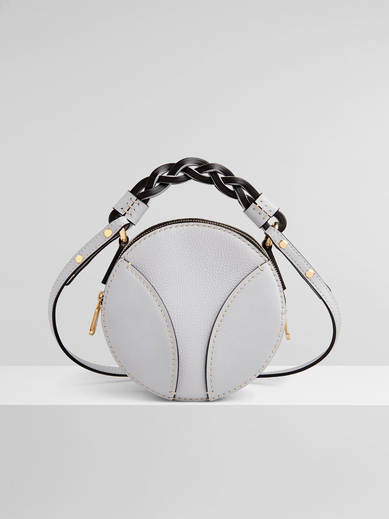 Mini sac rond Daria en cuir - Light Cloud