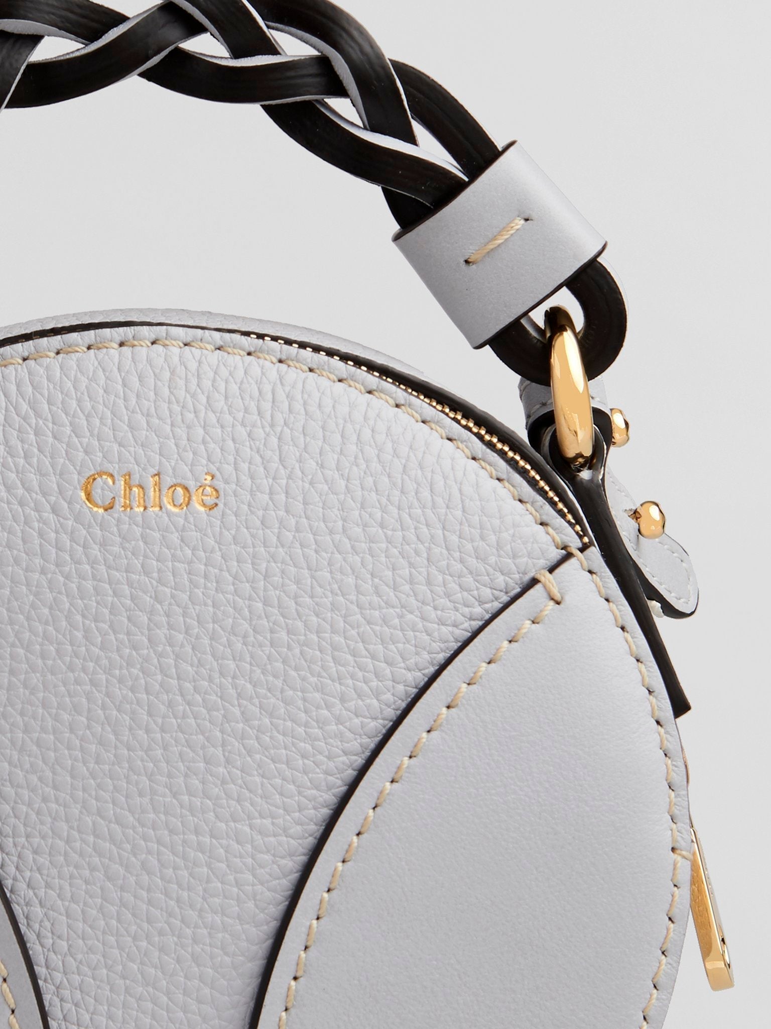 Mini sac rond Daria en cuir - Light Cloud