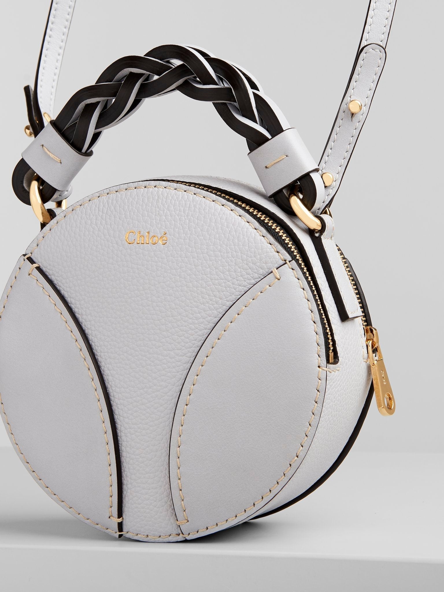 Mini sac rond Daria en cuir - Light Cloud
