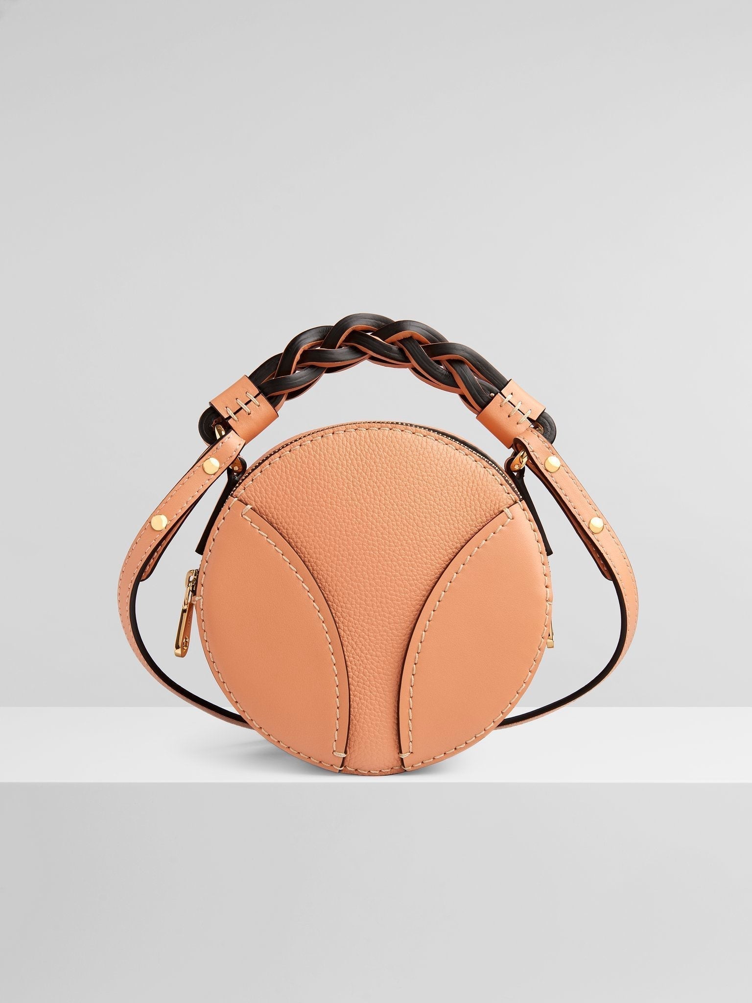 Mini sac rond Daria en cuir - Peach Bloom