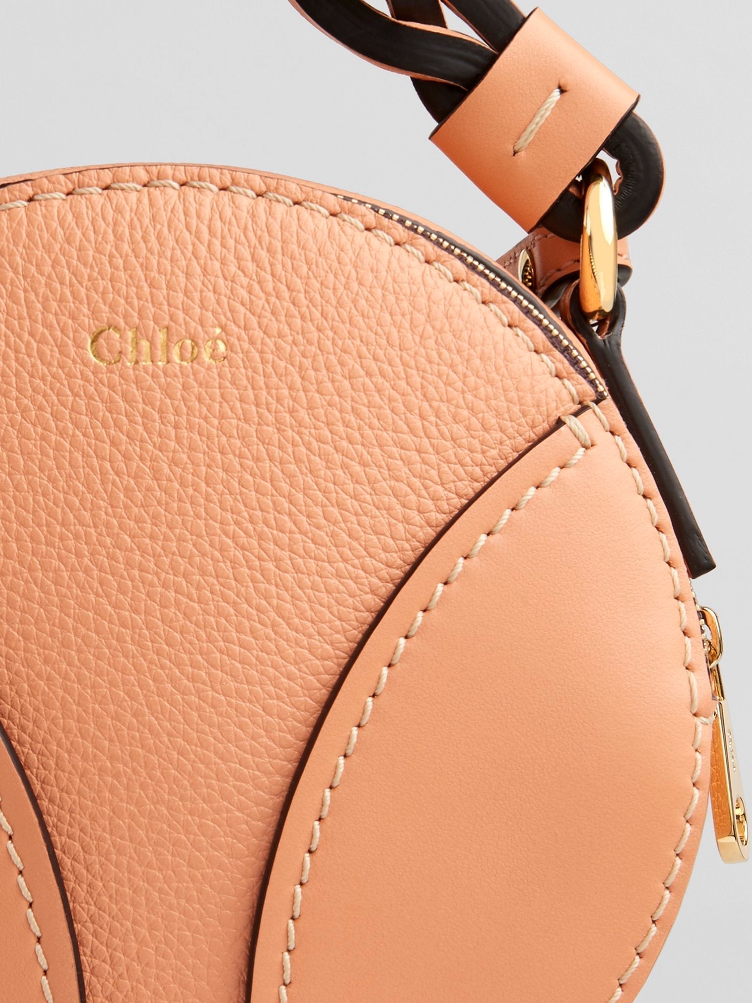 Mini sac rond Daria en cuir - Peach Bloom