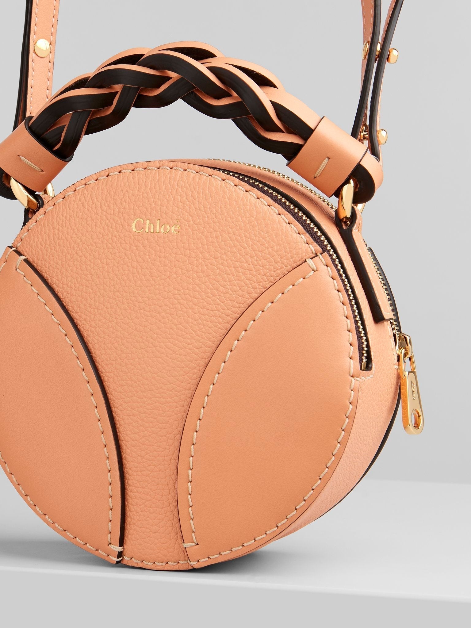 Mini sac rond Daria en cuir - Peach Bloom
