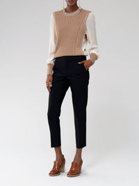 Pantalon cigarette en laine vierge - Black