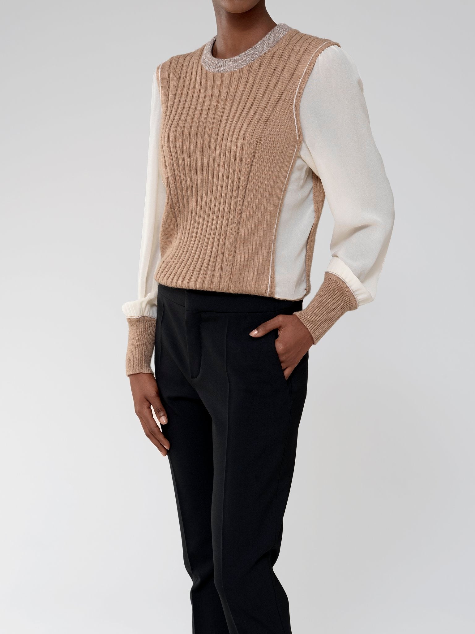 Pantalon cigarette en laine vierge - Black