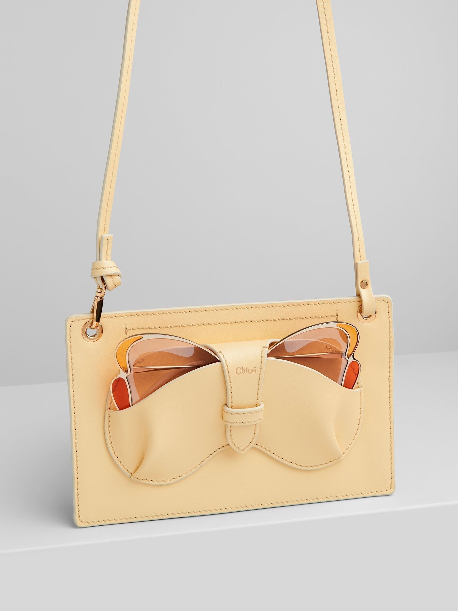 Pochette Lunettes & Téléphone Harrison en cuir - Softy Yellow