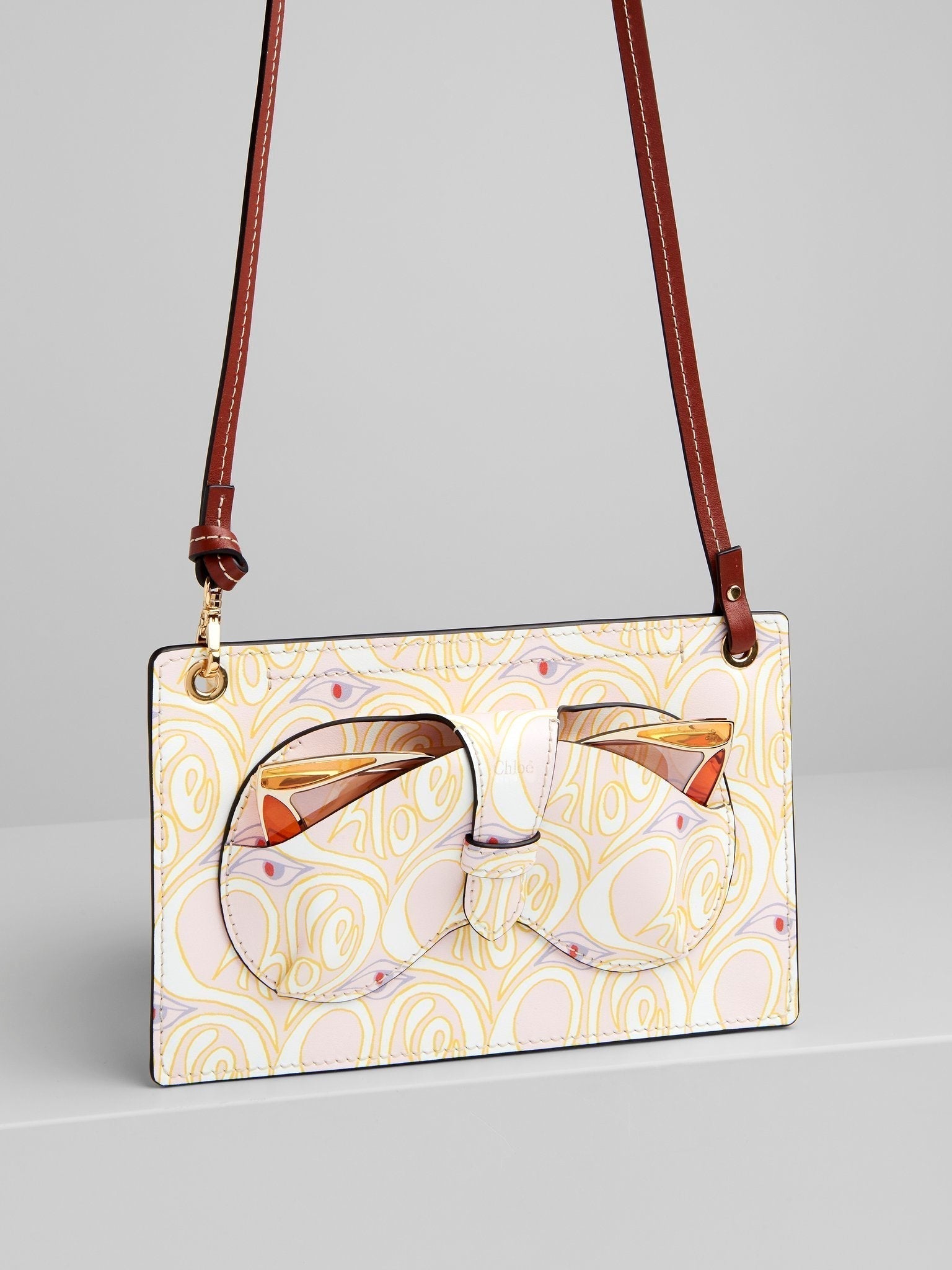 Pochette Lunettes & Téléphone Harrison en cuir - Pink & Yellow