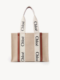 Sac cabas Woody en lin - White & Brown