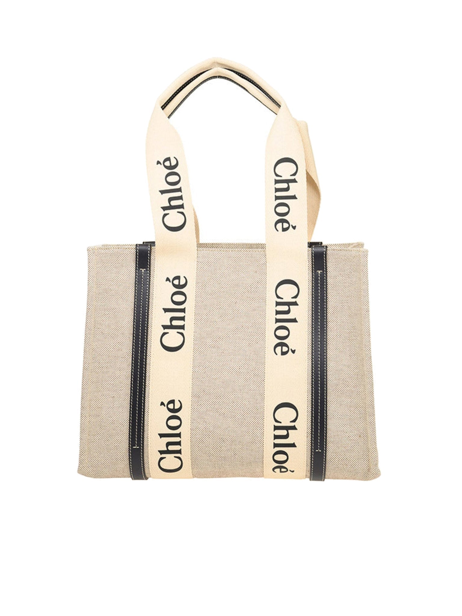 Sac cabas Woody en lin - White & Blue
