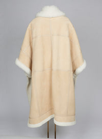 Manteau en peau de mouton mérinos en daim - Bois Beige