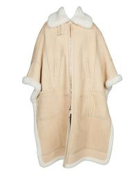 Manteau en peau de mouton mérinos en daim - Bois Beige