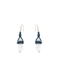 Boucles d’oreilles Jemma en cuir et pierre semi préçieuse - Green & White