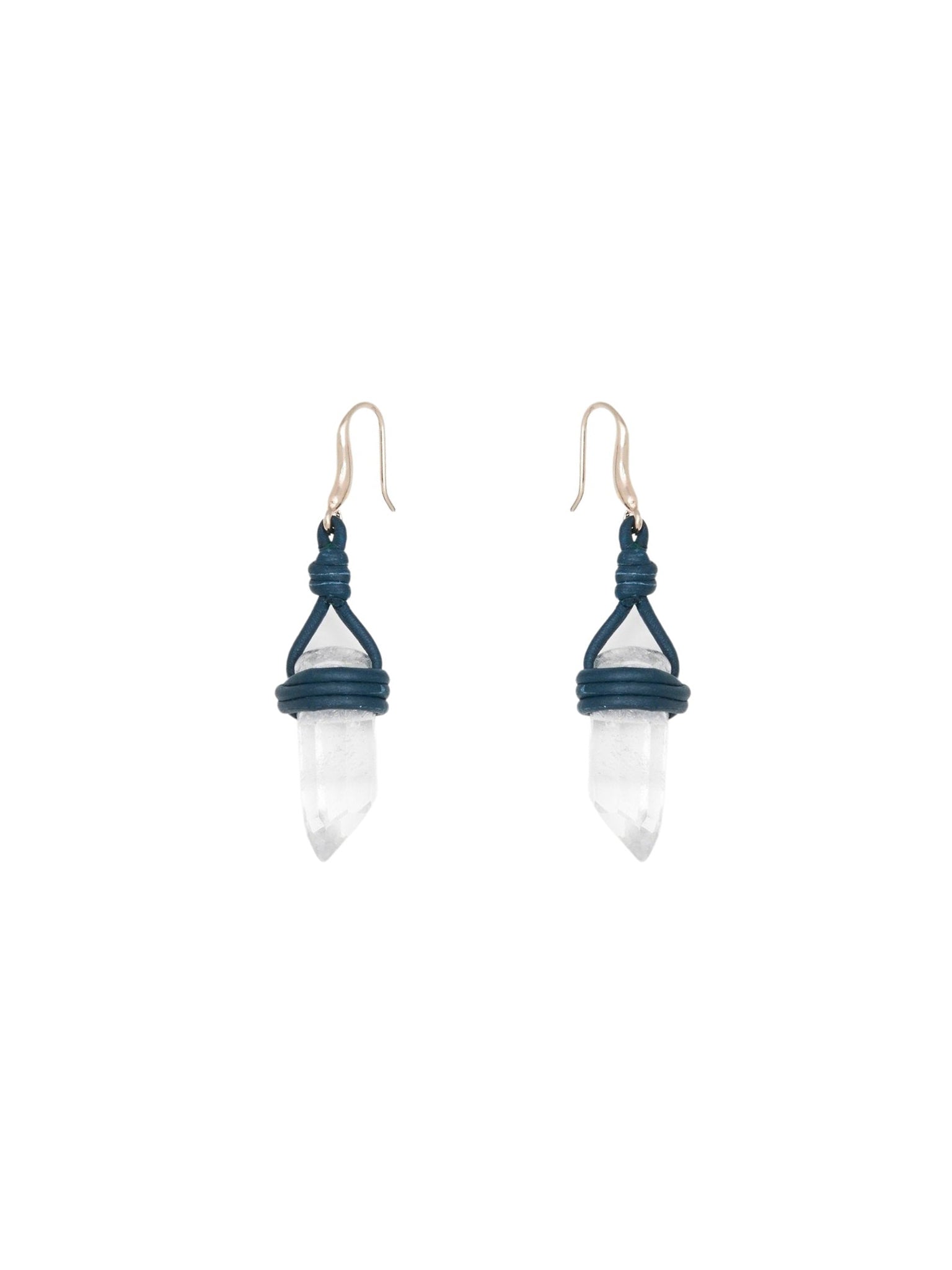 Boucles d’oreilles Jemma en cuir et pierre semi préçieuse - Green & White