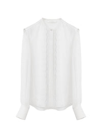 Blouse à col rond en soie - Iconic Milk