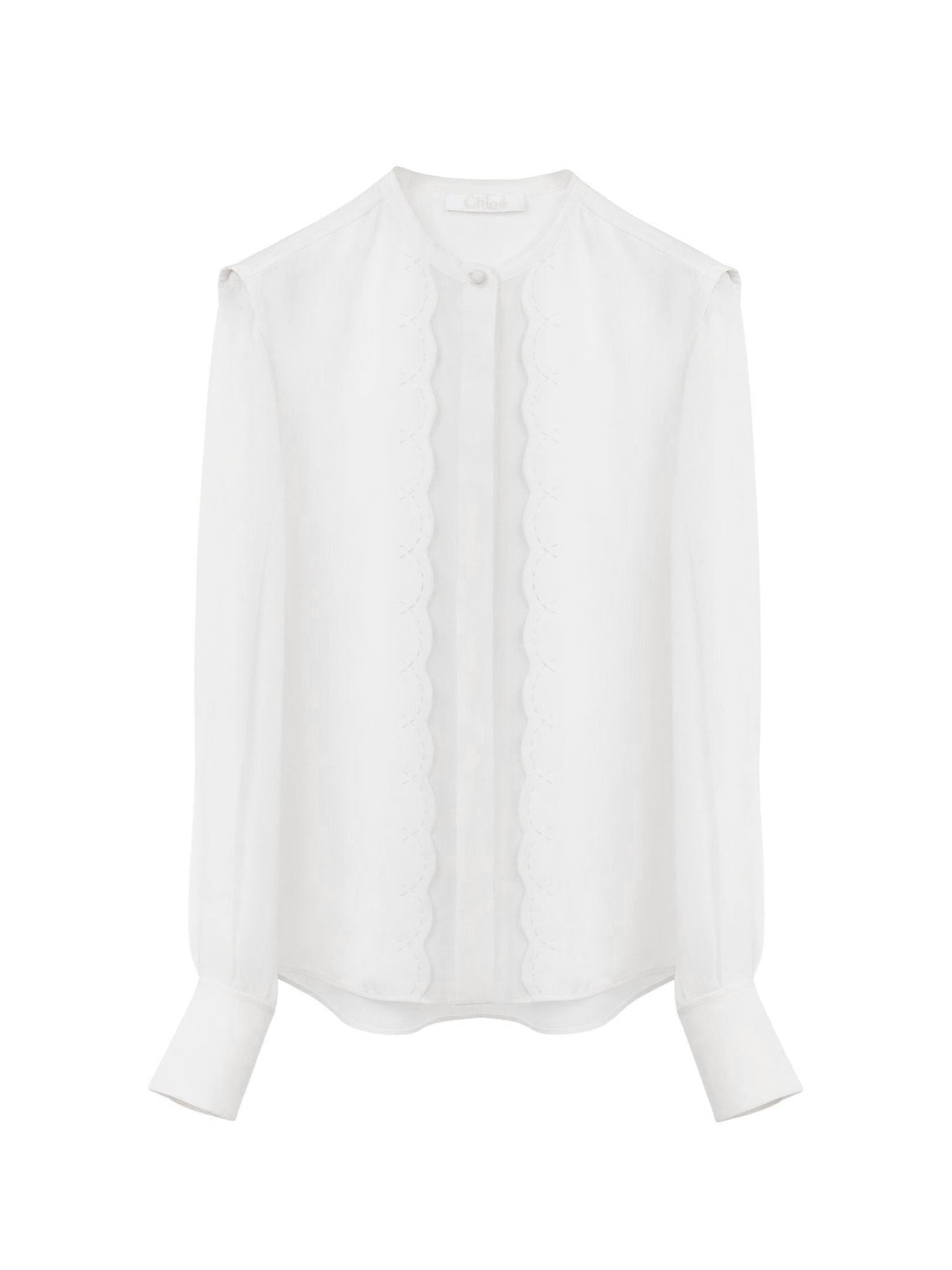Blouse à col rond en soie - Iconic Milk