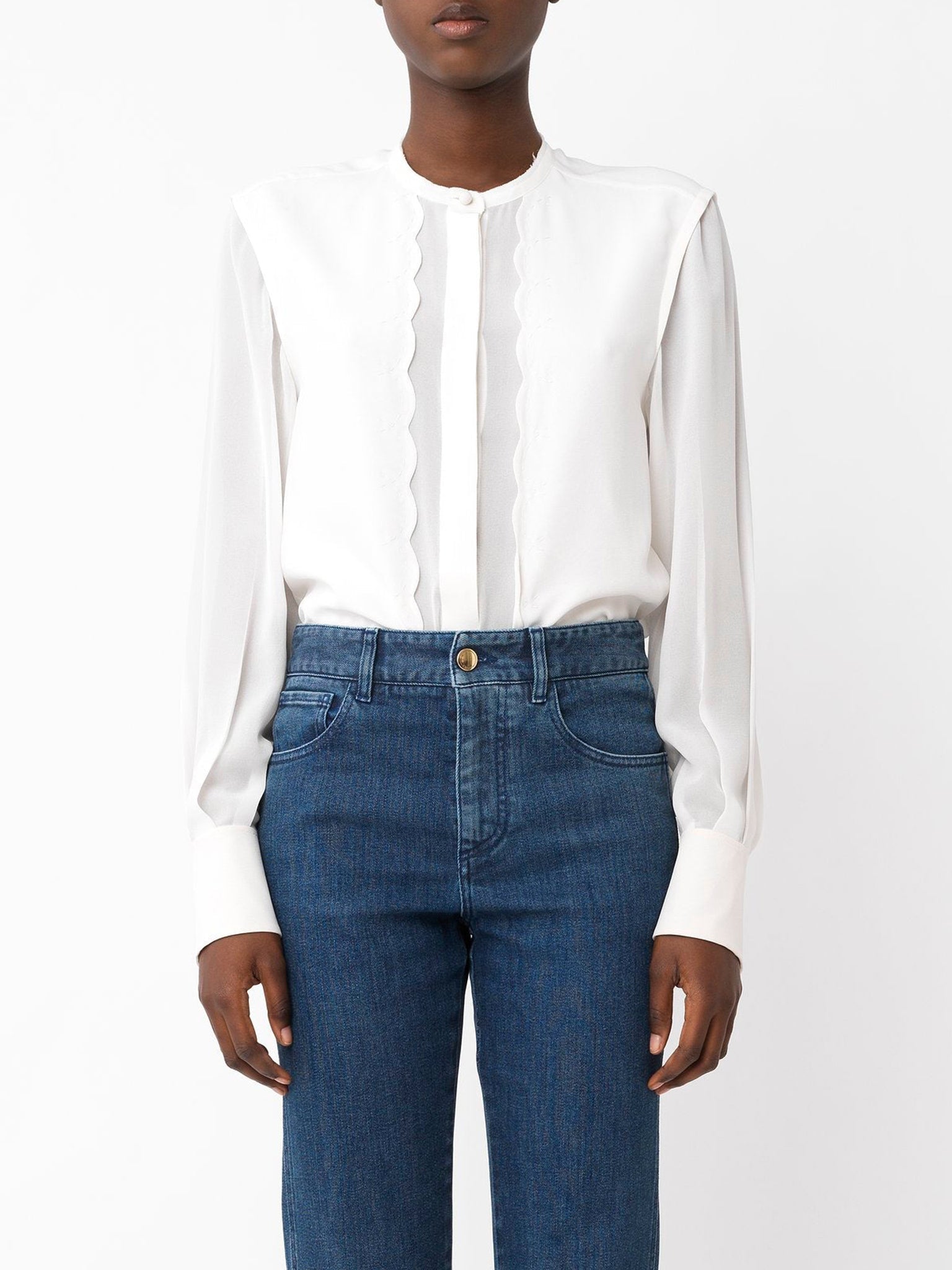 Blouse à col rond en soie - Iconic Milk