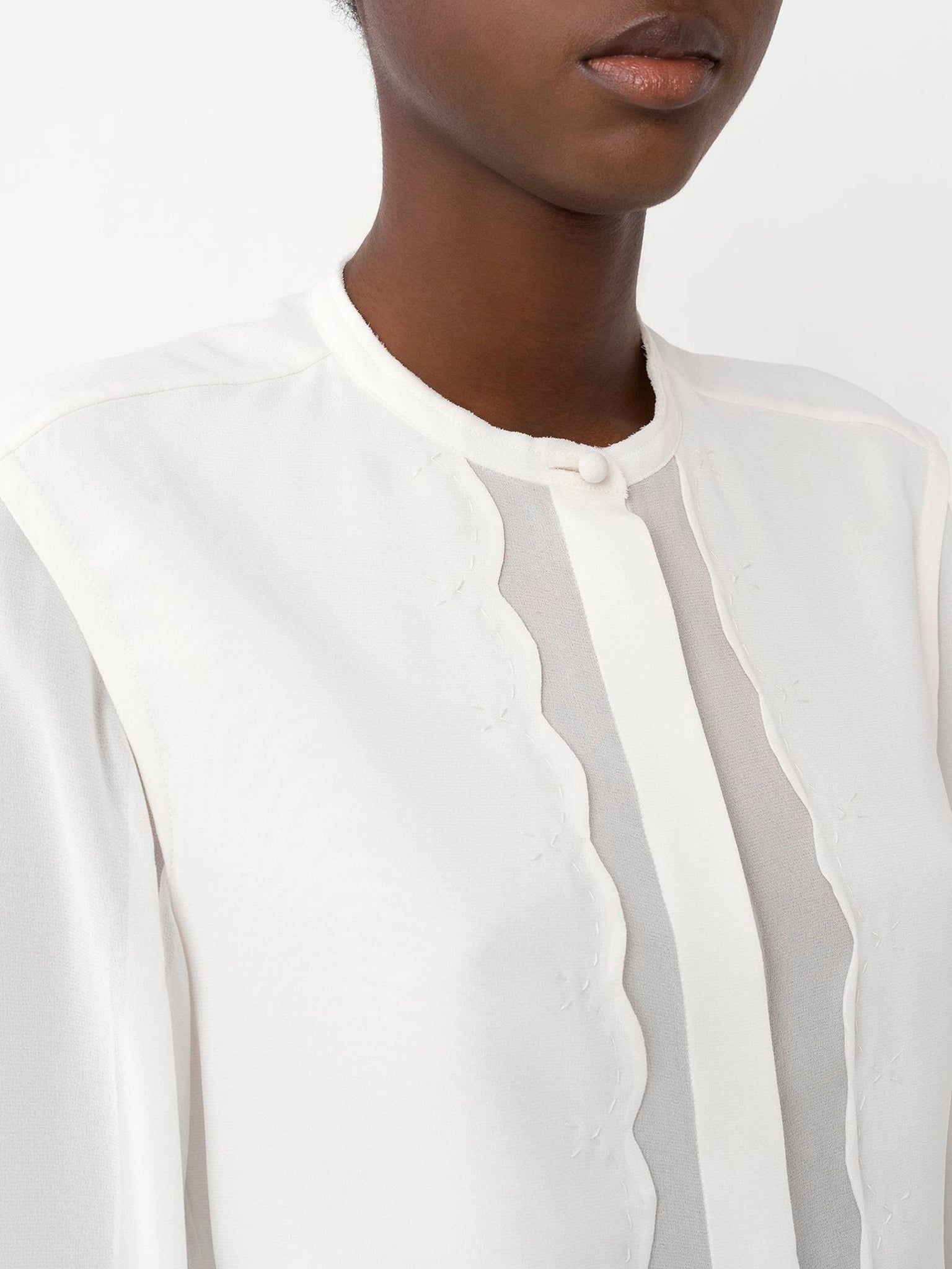 Blouse à col rond en soie - Iconic Milk