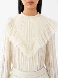 Blouse plissée en laine - Eden White