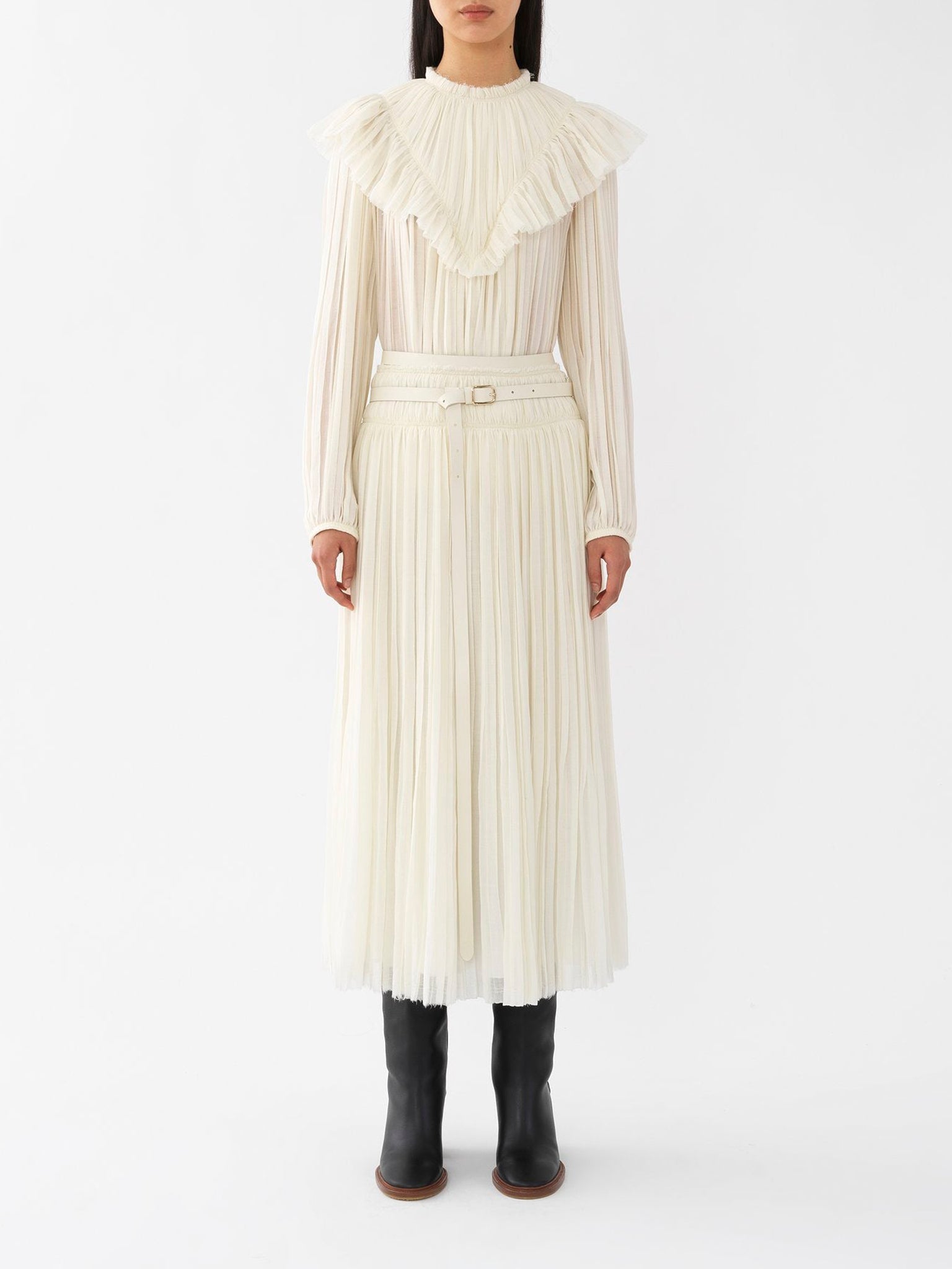 Blouse plissée en laine - Eden White
