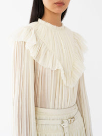 Blouse plissée en laine - Eden White