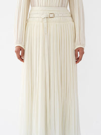 Jupe plissée artisanal en laine vierge - Eden White