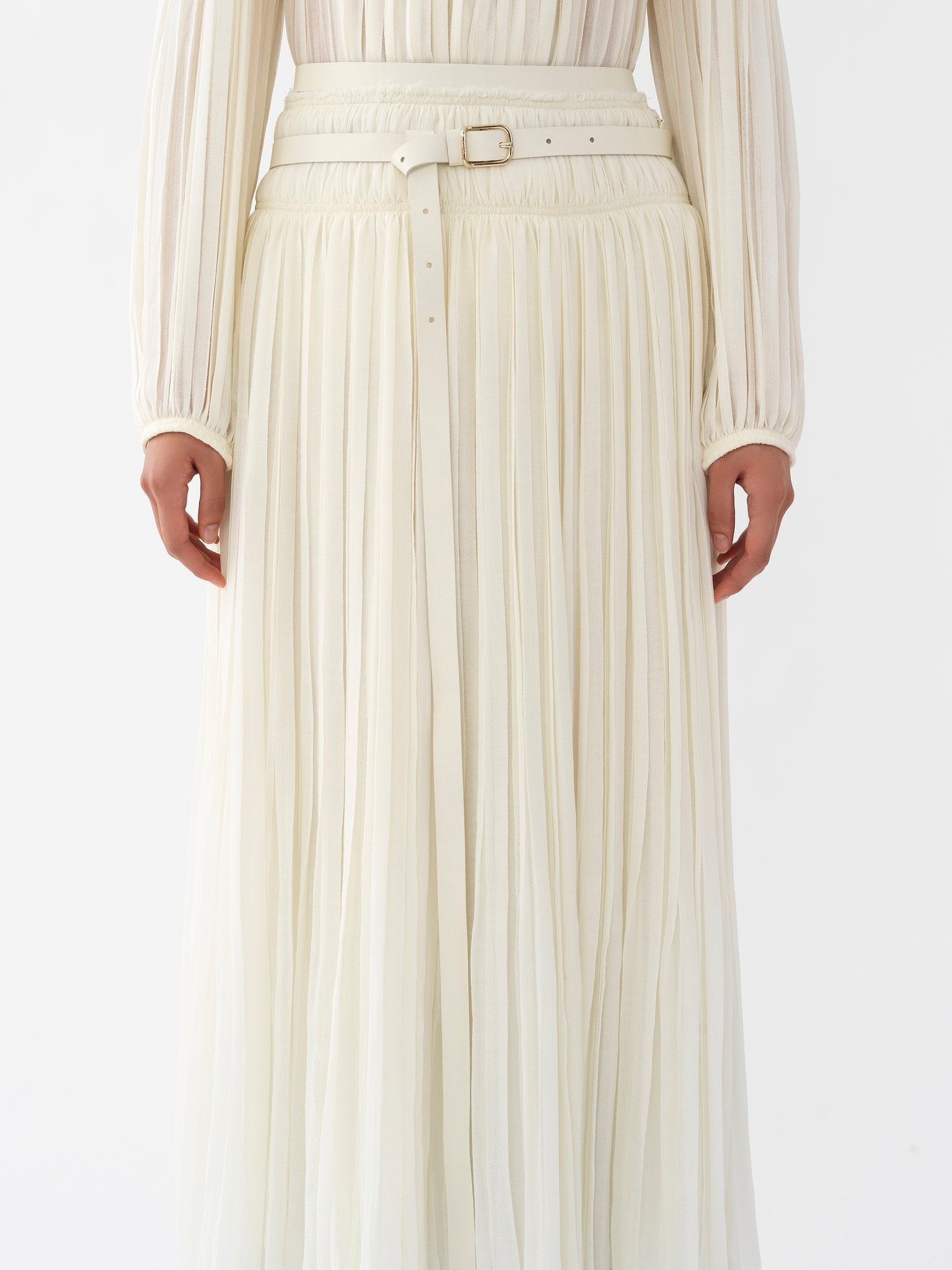 Jupe plissée artisanal en laine vierge - Eden White