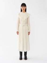 Jupe plissée artisanal en laine vierge - Eden White