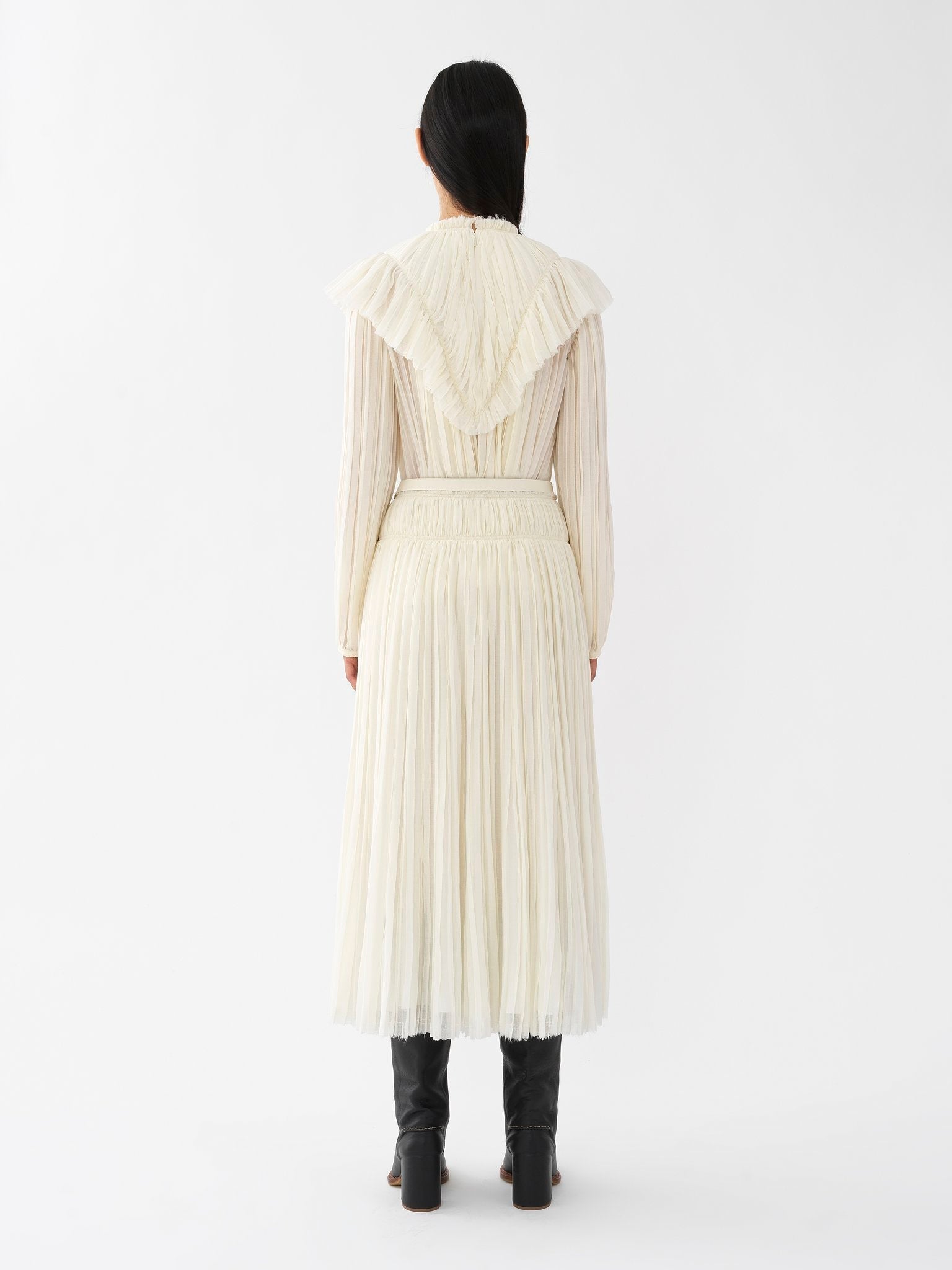 Jupe plissée artisanal en laine vierge - Eden White