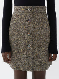 Mini jupe tweed trapèze en laine vierge - Mainly Brown