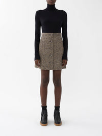 Mini jupe tweed trapèze en laine vierge - Mainly Brown