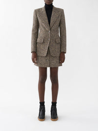 Mini jupe tweed trapèze en laine vierge - Mainly Brown