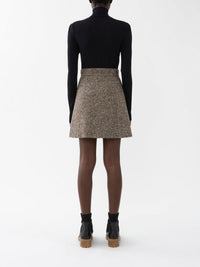Mini jupe tweed trapèze en laine vierge - Mainly Brown