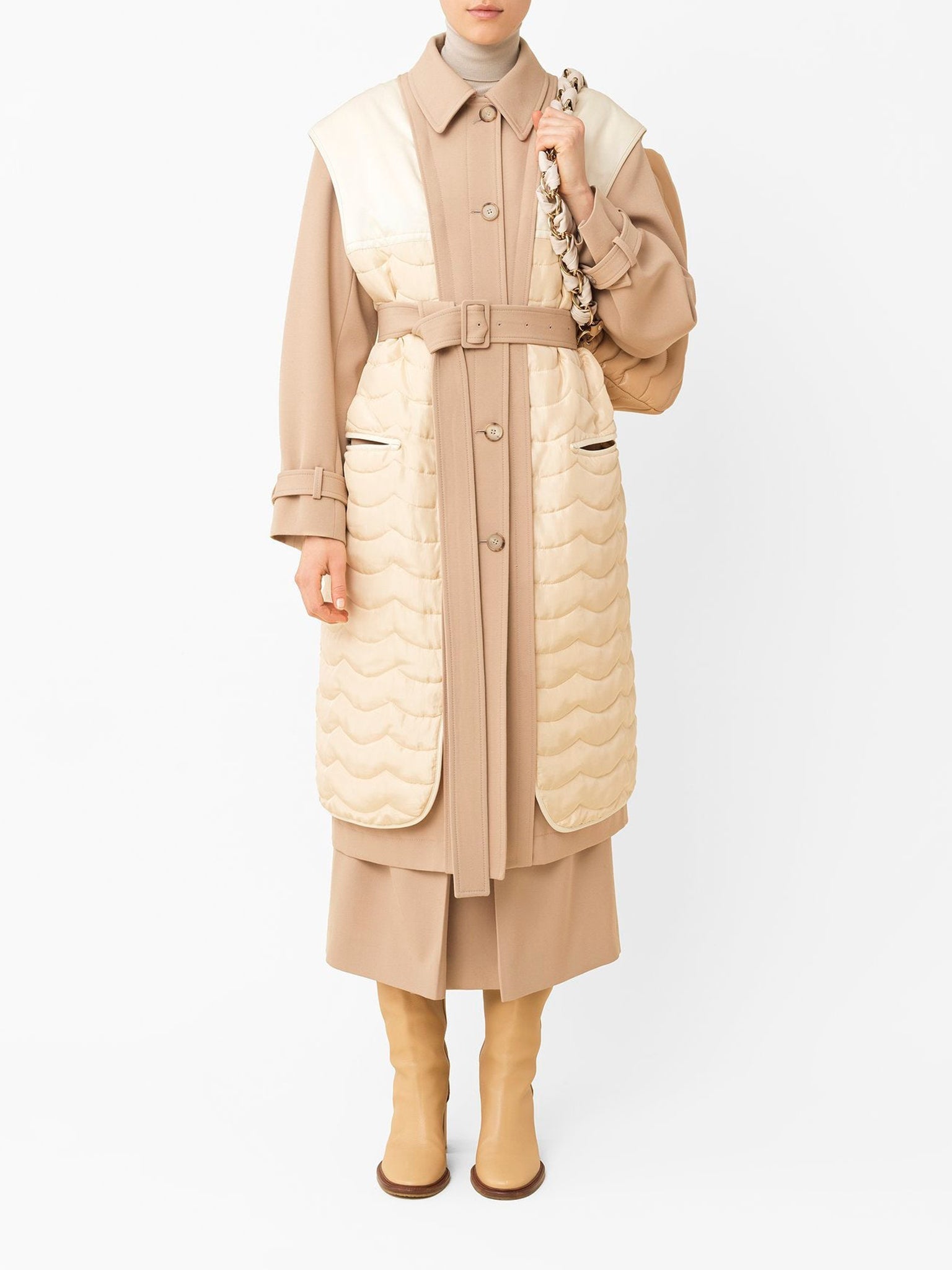 Trench avec gilet détachable en laine - Pearl Beige