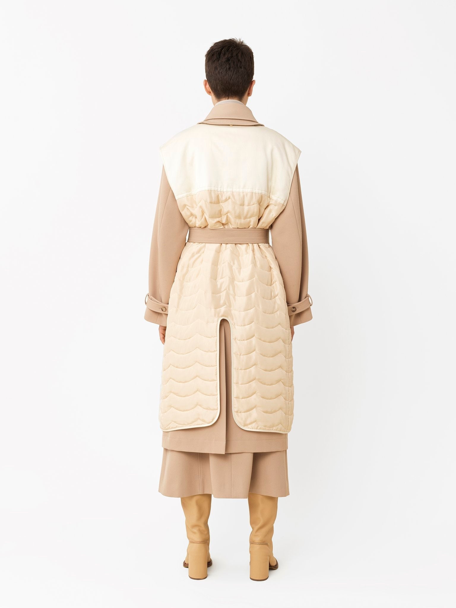 Trench avec gilet détachable en laine - Pearl Beige