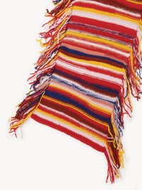 Écharpe à franges en cachemire - Multicolor Red